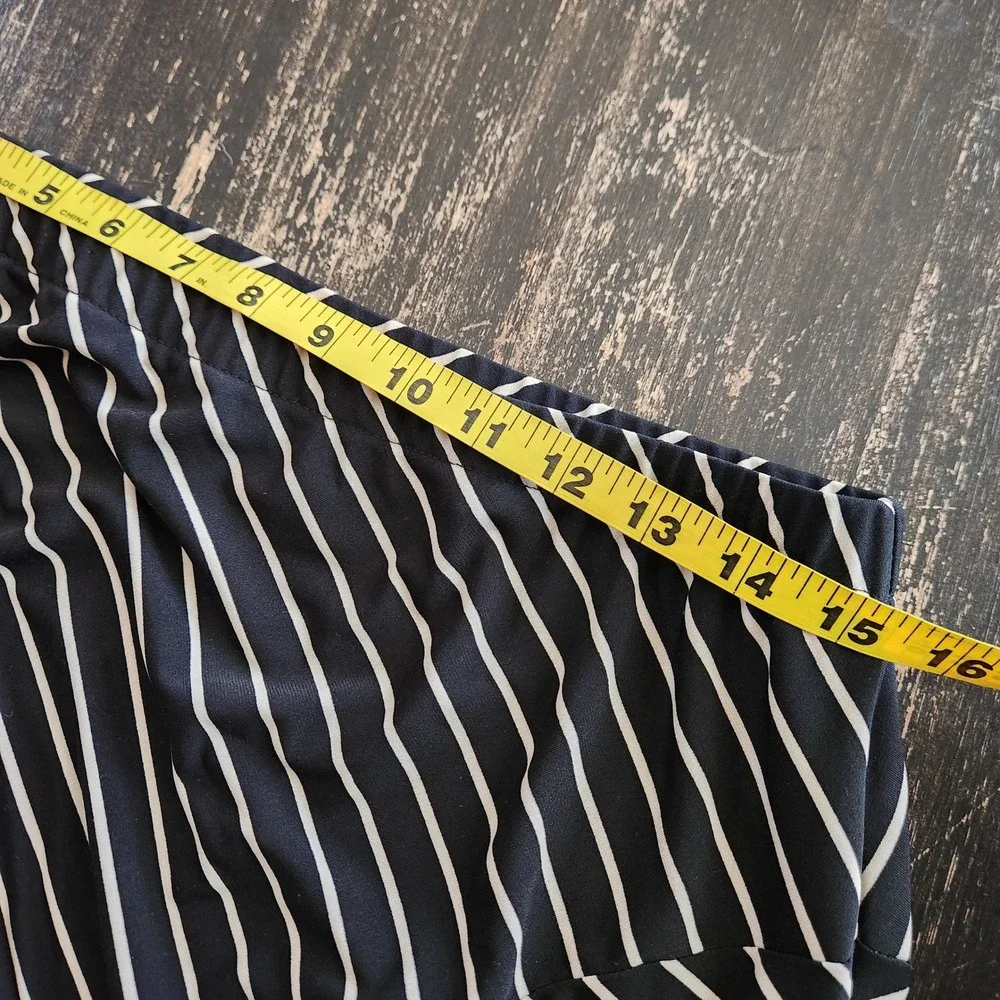 Chicos Easywear Striped Handkerchief Hem Maxi Skirt Black White Size 1 M 8